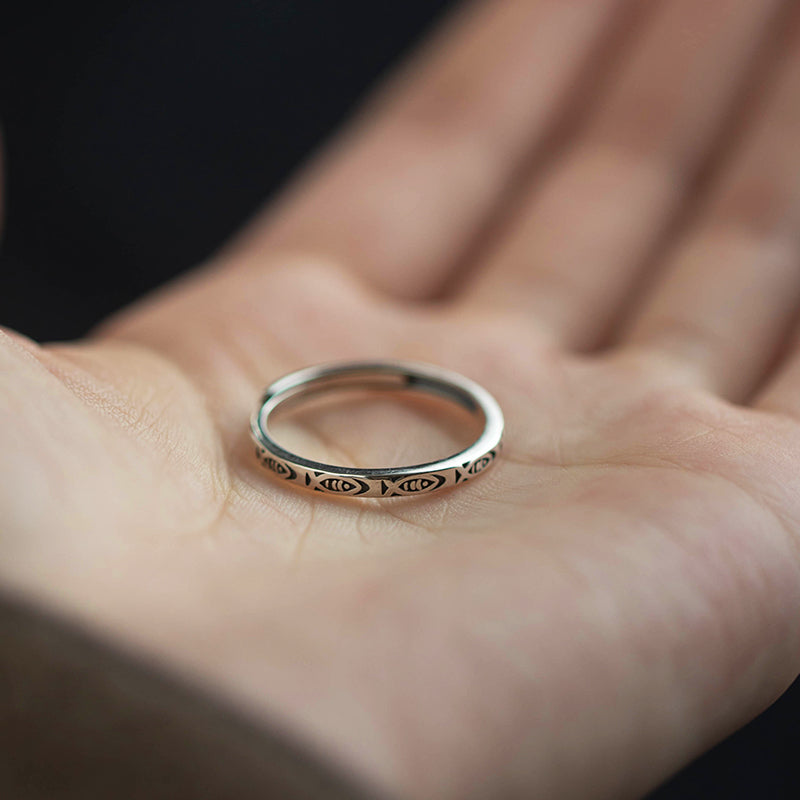 Koi Good Luck Vintage Sterling Silver Adjustable Ring