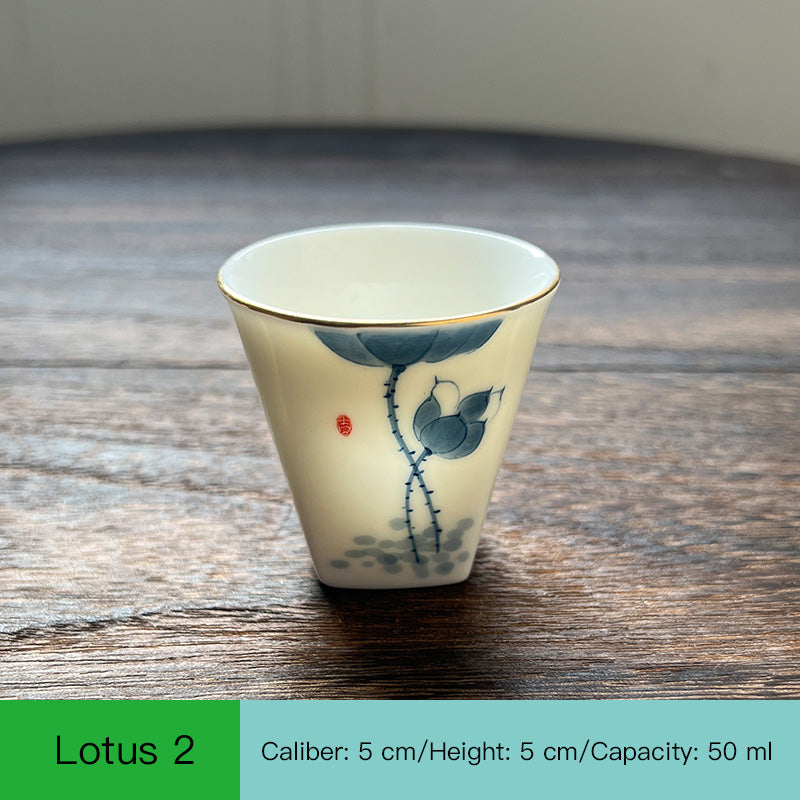 hand-painted teacup 50ml sheepskin jade tasting tea cup square footed cup home personal tealight