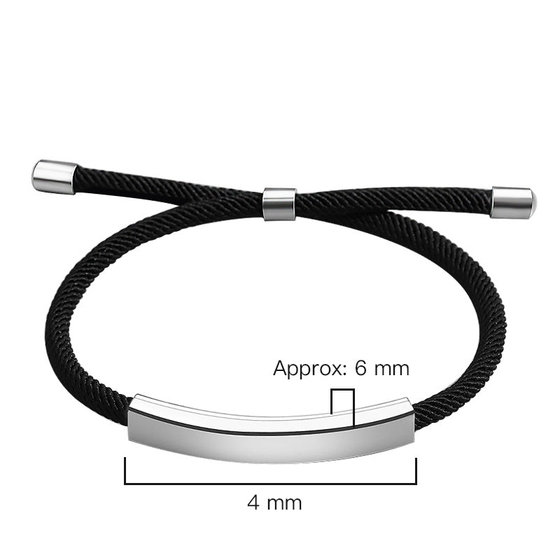 Black Braided Hand Rope Titanium Steel Bracelet Boys Premium Designs